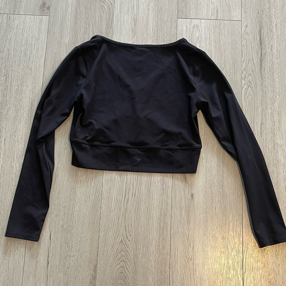 Gymshark Crossover Long Sleeve Crop Top - Black Tee - Picture 9 of 9